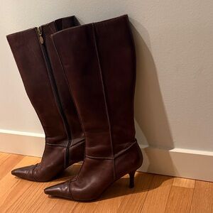 Sophisticated Brown Leather Heeled Boots